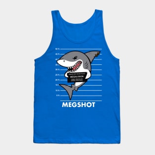 Megshot Funny Megalodon Shark Mugshot Cartoon Meme Tank Top